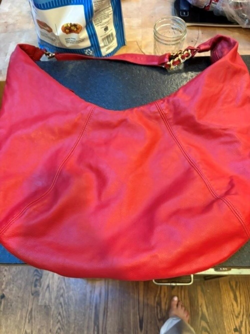 Anne Klein For Calderon Red Vintage Leather Handbag